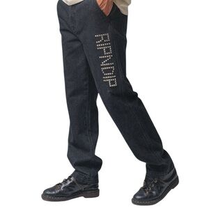 RIPNDIP Men's Rockstar Black distressed studded Denim Pants size 34 X31
